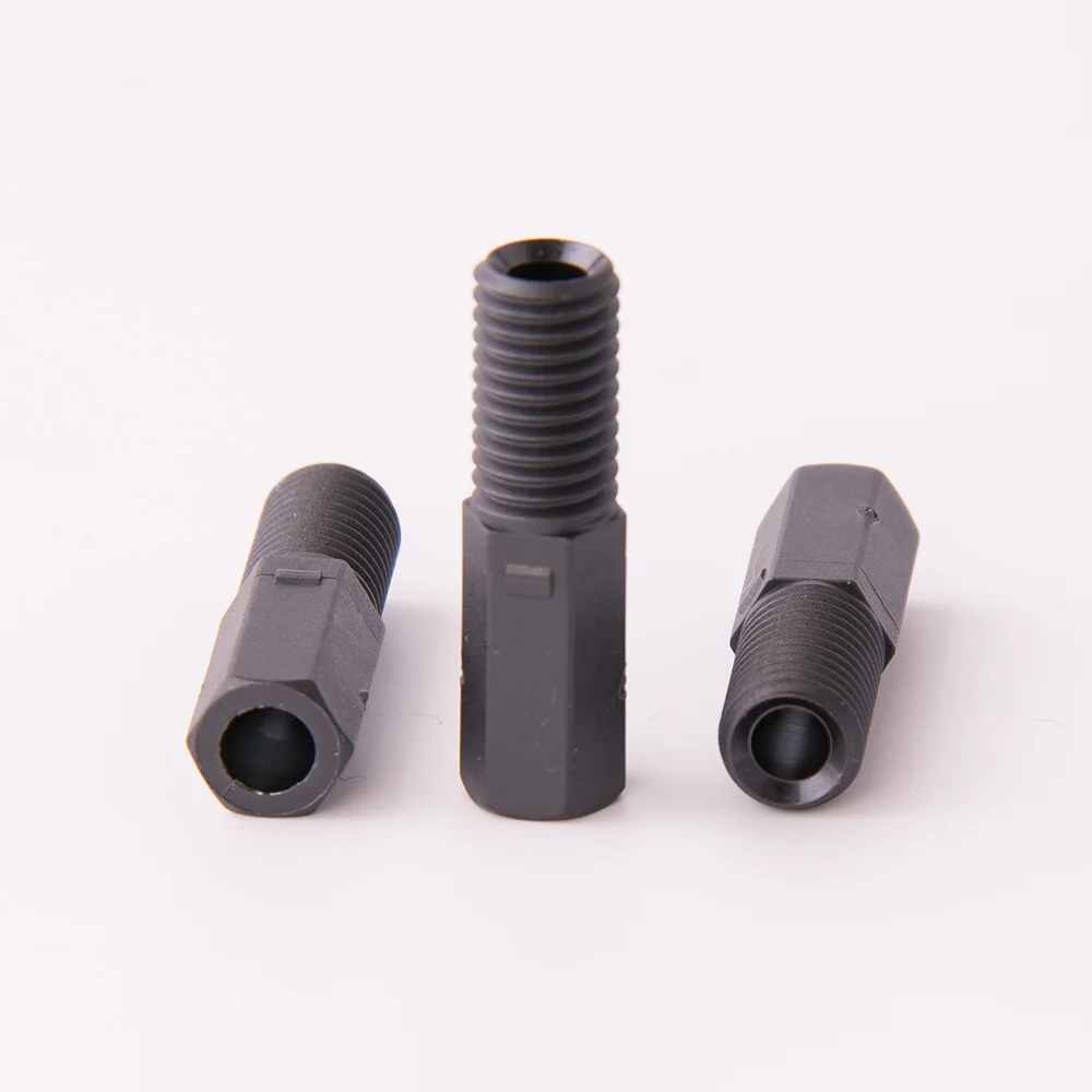 Nut, Polyphenylensulfid (PPS), Hex-Head, 1/4"-28 Flat-Bottom Thread, for 1/8" OD Tubing, maximum pressure 35bar, pk.10