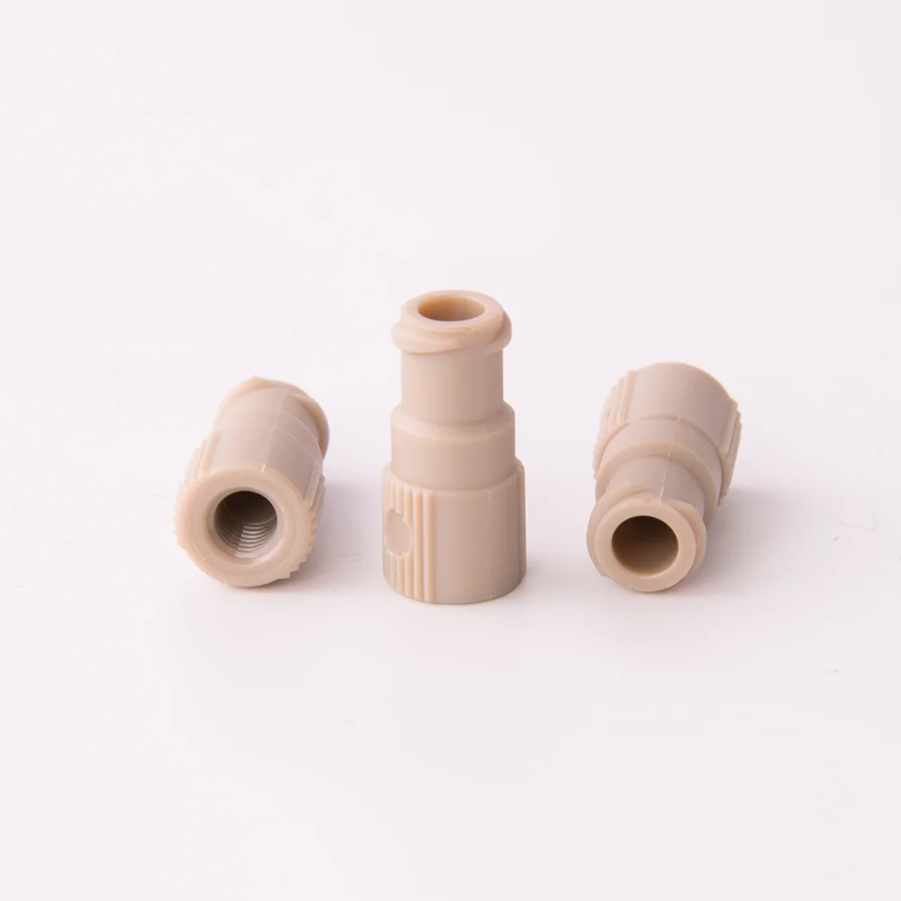 Adapter, PEEK, 10-32 female conical to Luer Lock female, thru bore 1.3mm, ea.