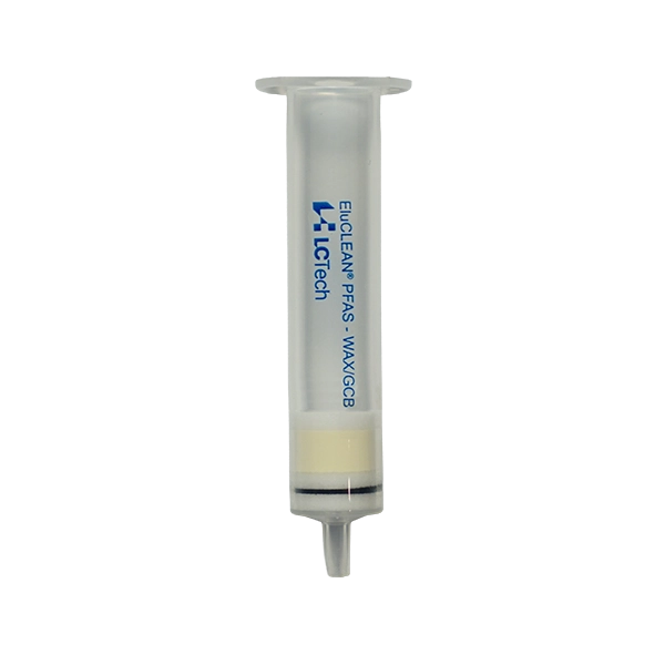 LCTech EluCLEAN® PFAS WAX/GCB Stacked Bed (Weak Anion Exchanger, Mixed-Mode Polymeric Sorbent/Graphitized Carbon Black) SPE Cartridge, 200/50mg, 6mL, compliant to DoD & DoE QSM 5.1/5.3, US EPA 1633, DIN 38414-14, DIN 38407-42, ISO 21675-2019, pk.100