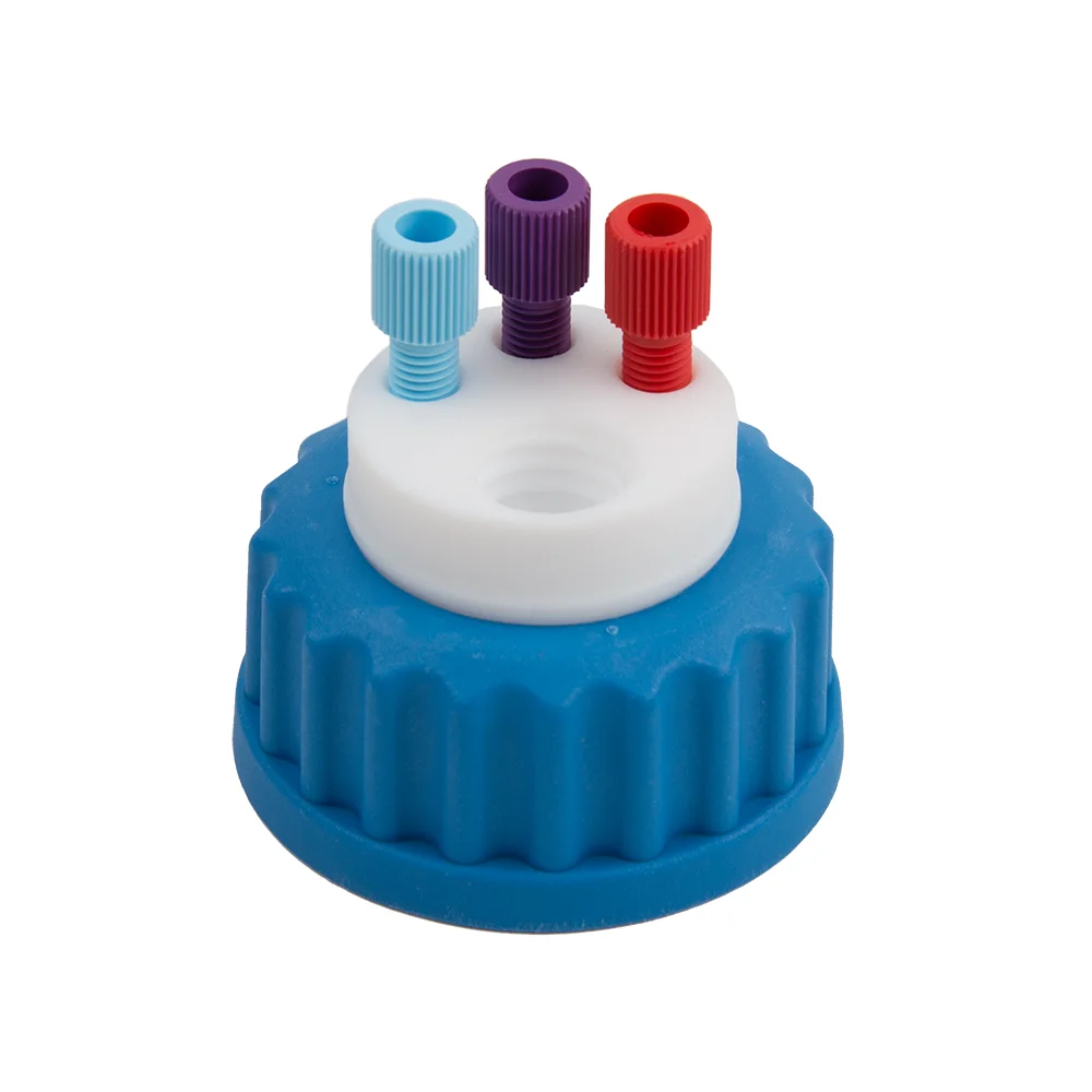 Waste-Cap GL45, 3x 1/8"-Tubing Port, 1x Safety-Waste-Filter Port, ea.