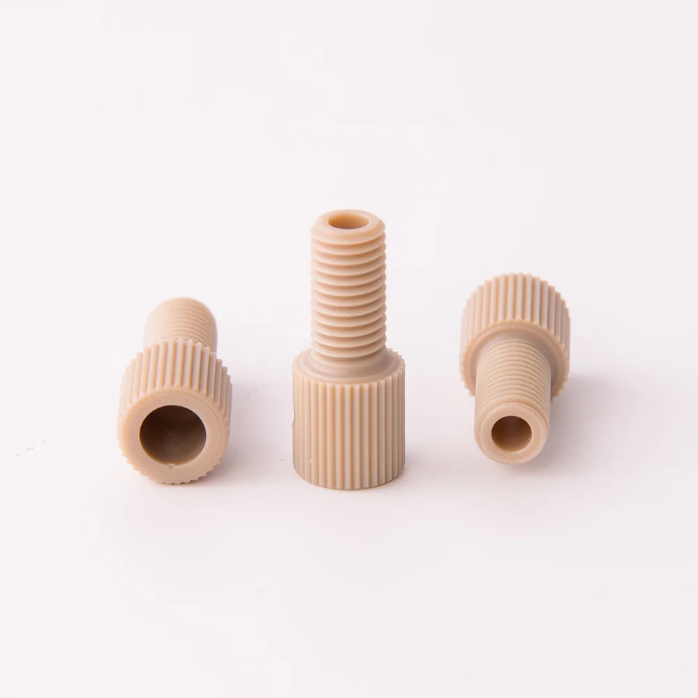 Nut, PEEK, Fingertight Long, 1/4"-28 Flat-Bottom Thread, for 1/8" OD Tubing, pk.10