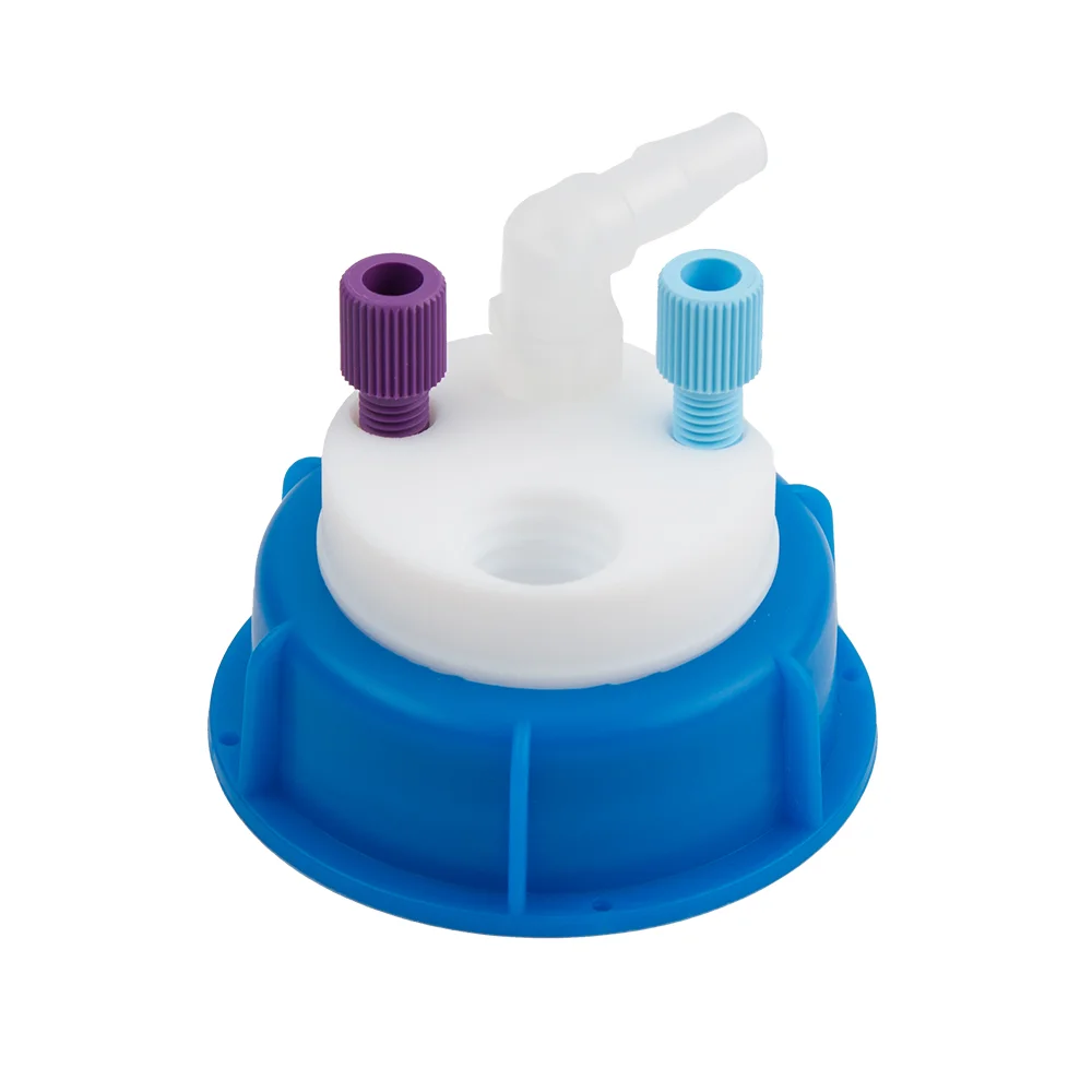 Waste-Cap S50, 2x 1/8"-Tubing Port, 1x Barbed Tubing Port (6-9mm ID), 1x Safety-Waste-Filter Port, ea.