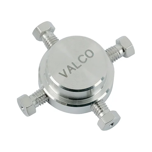 Cross, Stainless Steel (SS), 10-32 conical Thread, thru bore 0.25mm, for 1/16"OD Tubing, maximum pressure 1375bar, ea.