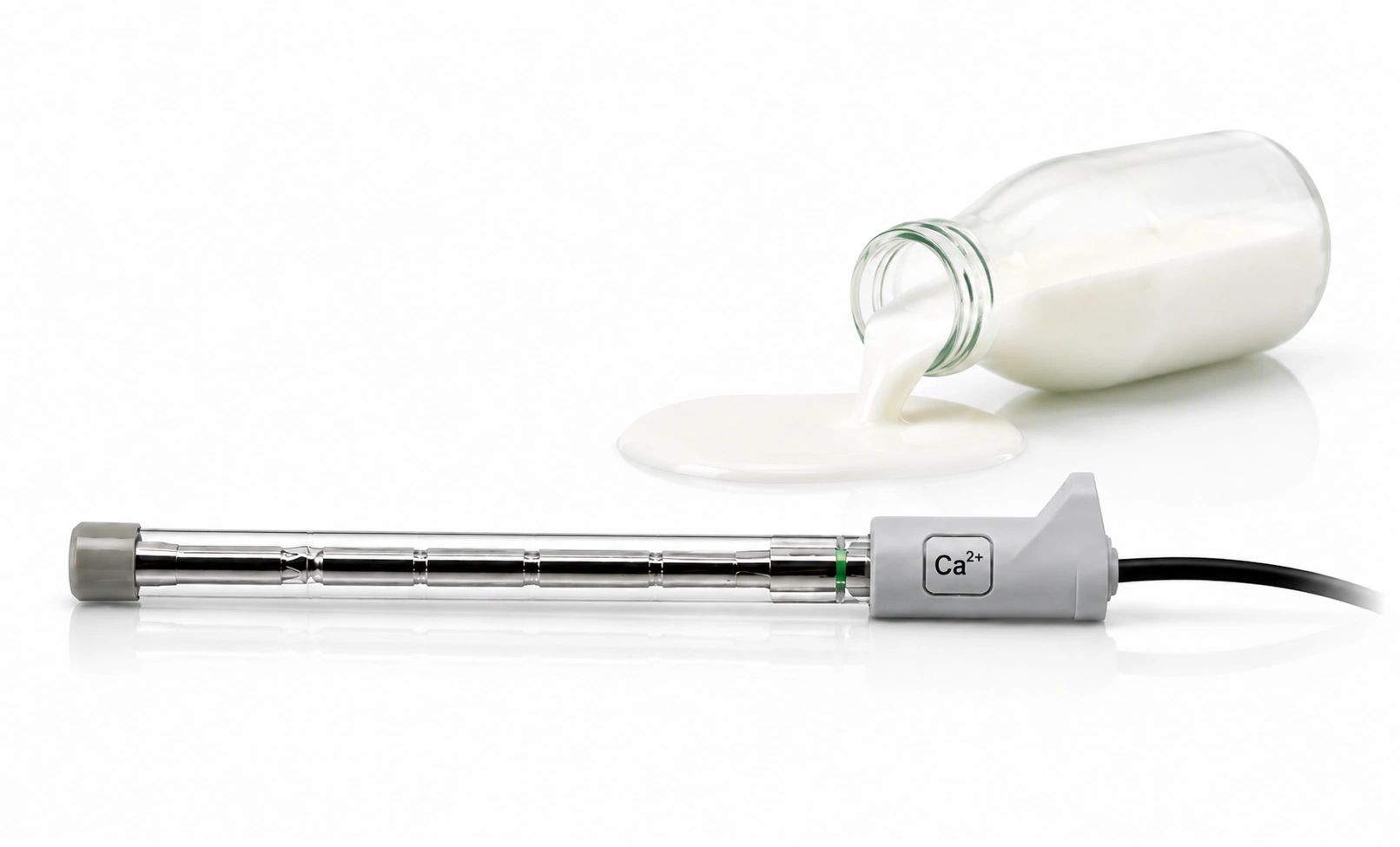 Calcium ion-selective electrode with milk sample