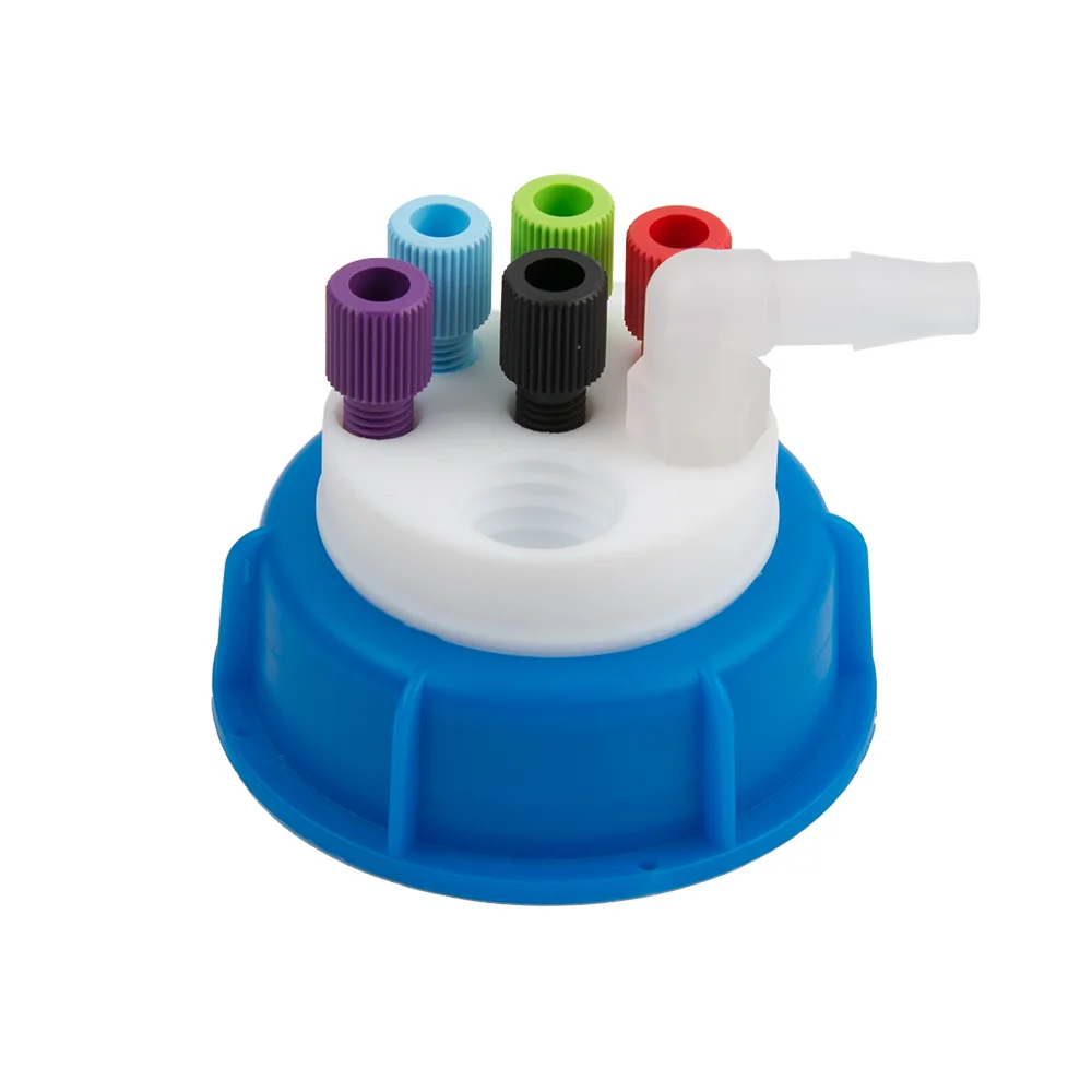 Waste-Cap S50, 5x 1/8"-Tubing Port, 1x Barbed Tubing Port (6-9mm ID), 1x Safety-Waste-Filter Port, ea.