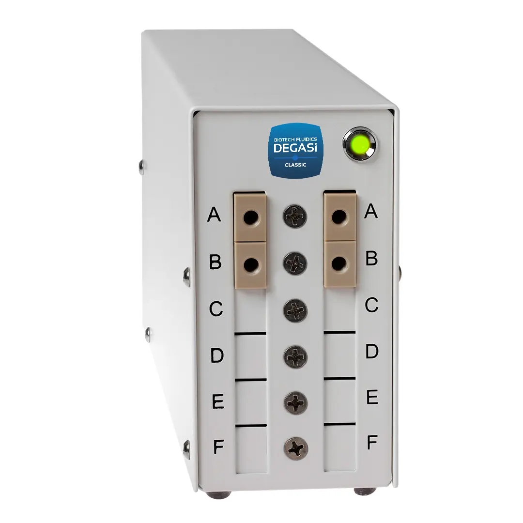 Biotech DEGASi PLUS Classic Degasser, 2-Channel, 1/4-28UNF Flat-Bottom Port, 480µl Systec AF, 3mL/min/Channel, ea.