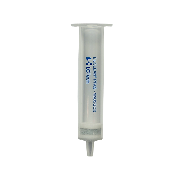 LCTech EluCLEAN® PFAS WAX/GCB Mixed Bed (Weak Anion Exchanger, Mixed-Mode Polymeric Sorbent/Graphitized Carbon Black) SPE Cartridge, 150/10mg, 6mL, compliant to US EPA 1633 (3rd Draft), DIN 38414-14, DIN 38407-42, ISO 21675-2019, pk.100