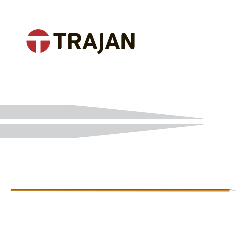 Trajan Constant Bore (CB) Emitter for LC-MS, Fused Silica (Quartz) with Polyimide coating, Tapered Tip, uncoated (UC), 360µm OD x 20µm ID x 62.5mm length, 13° Tip angle, pk.5
