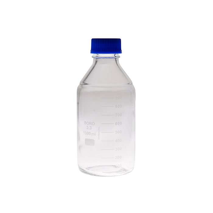 Safety-coated Glass Bottle, clear, with Solid Cap, 1.0L, ea. BGB Analytik