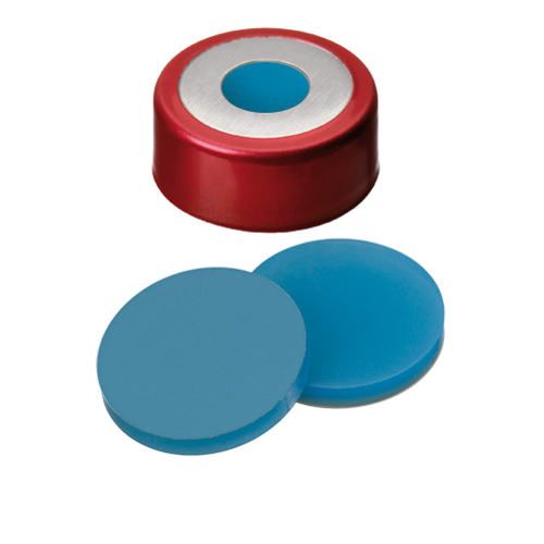 ND20 Magnetic "Bimetal" Crimp Cap (8mm hole) with Silicone/PTFE Septa, pk.100