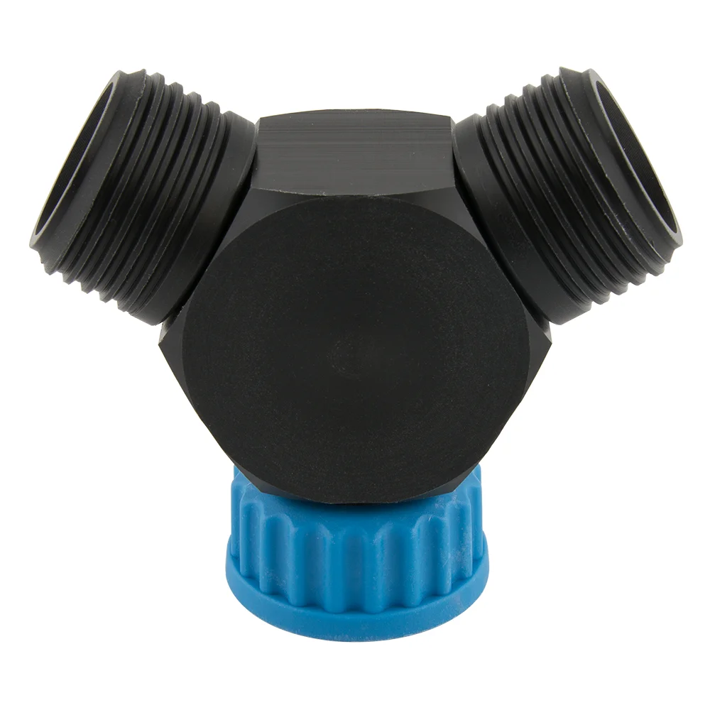 Safety-Adapter, Polypropylene (PP HD), GL-45 Y-2-in-1, (1x GL-45 (female thread) to 2x GL-45 (male thread), ea.