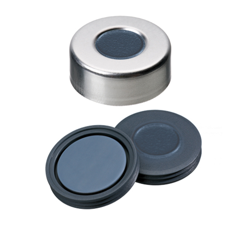 ND20 Aluminum Crimp Cap (10mm hole) with "Pharma-Fix" Septa, pk.100