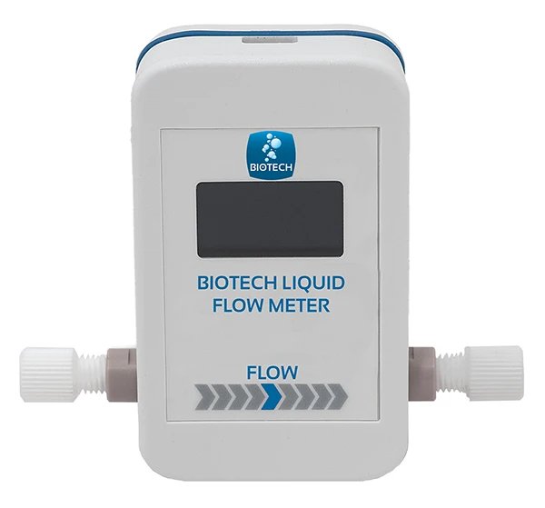 Biotech Liquid Flow Meter for HPLC, Micro Flow, 1nl-80µl/min measuring range, 1/4"-28 thread, cell volume 5µl, max. Pressure 30bar/435psi, Temp range 10-50°C, pH range 1-11, ea.