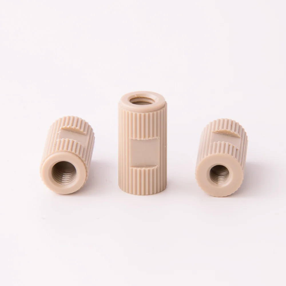 Adapter, PEEK, 10-32 female conical to M6 female Flat-Bottom, thru bore 0.4mm, maximum pressure 69bar, ea.