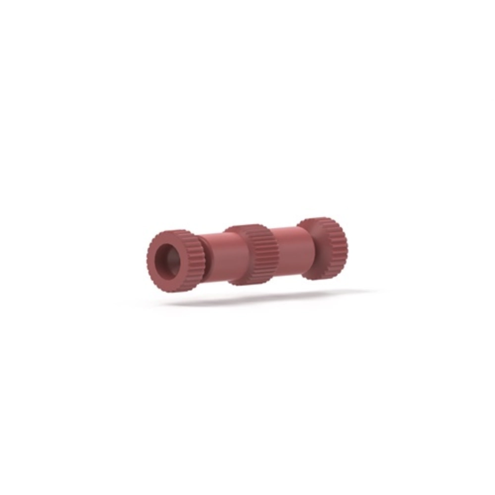 IDEX MicroTight Union Assembly, PEEK (Red), 6-32 Coned Port, max. 345bar (5'000psi), for 1/32" OD Tubing, ea.