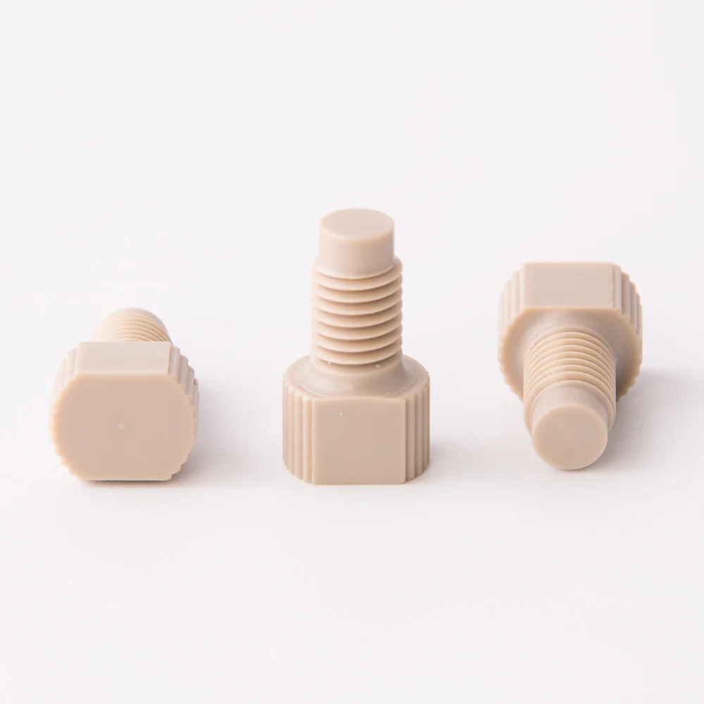 Plug, PEEK, One-Piece Fingertight, for 1/4"-28 Flat-Bottom Thread, pk.10