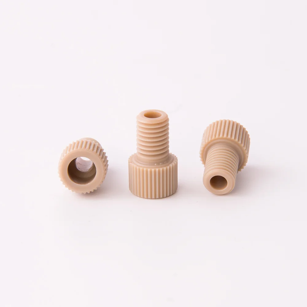 Nut, PEEK, Fingertight Short, 1/4"-28 Flat-Bottom Thread, for 1/8" OD Tubing, pk.10