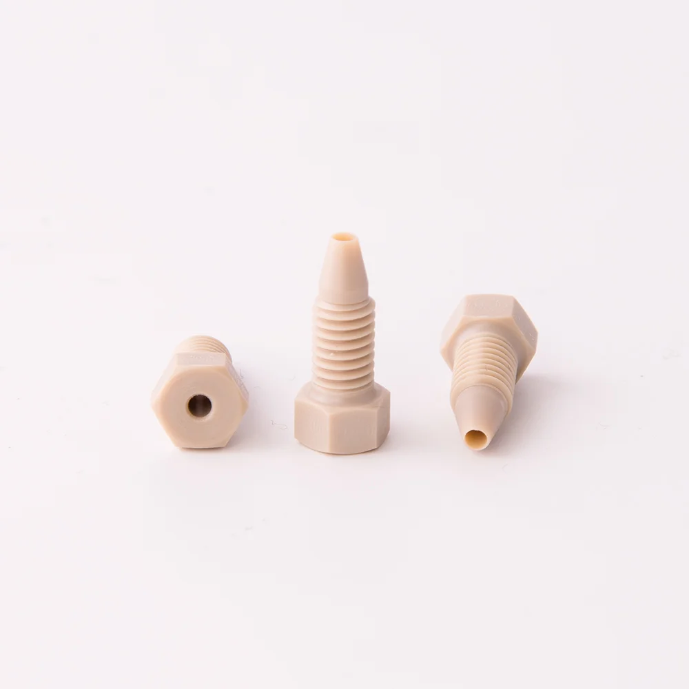 Fitting, PEEK, Hex-Head Short, No-Twist-One-Piece, 10-32 Thread, for 1/16" OD Tubing, maximum pressure 345bar, pk.5