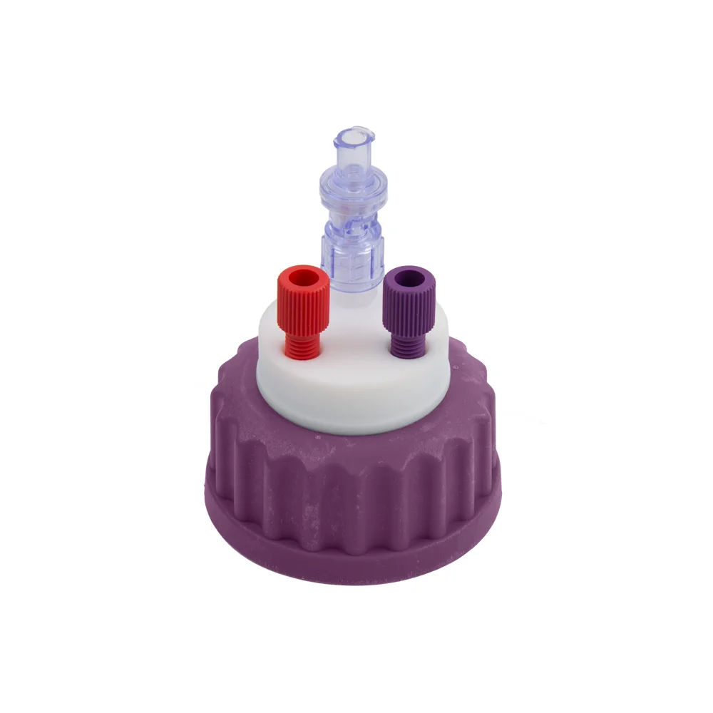 Safety-Cap GL45, Purple, 2x 1/8"-Tubing Port, 1x Air Inlet Valve, ea.